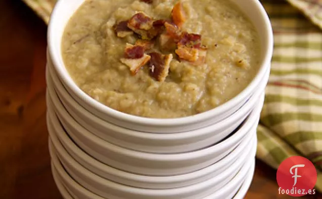 Sopa de Alcachofa de Jerusalén con Ajo y Tocino