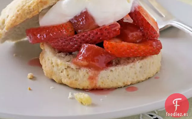 Tortitas Perfumadas de Ruibarbo y Fresa y Vainilla con Crema de Jengibre Fresca