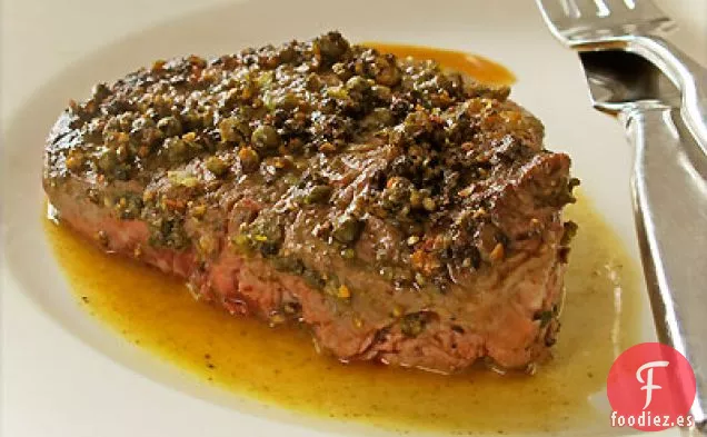 Filete de Ternera de Pimienta Verde con Salsa de Vinagre de Pera