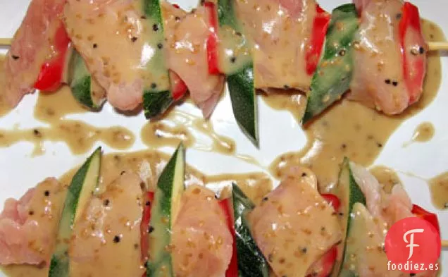 Brochetas de Pavo Marinadas con Limón y Ajo