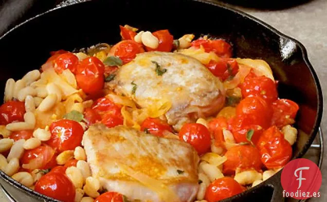 Solomillo de Cerdo Estofado con Tomates, Judías Blancas y Salvia