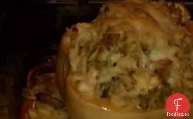 Calabaza Rellena de Verano con Salchichas y Arroz