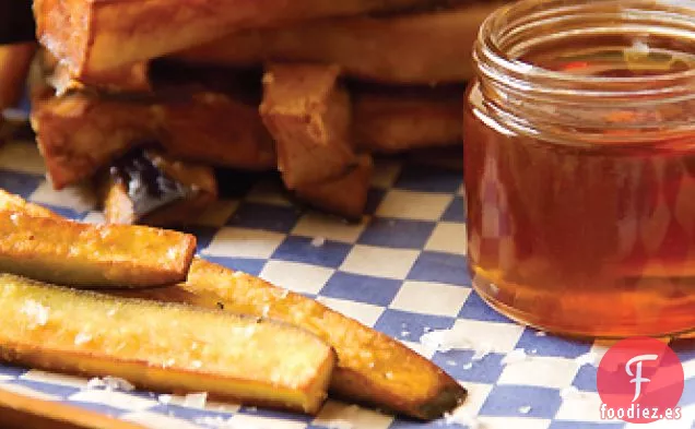 Patatas Fritas de Berenjena con Miel y Sal Marina