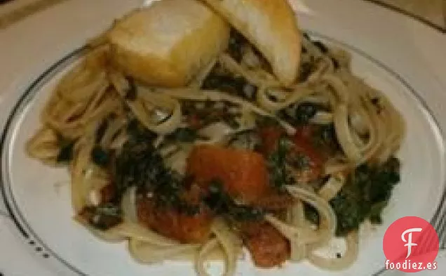 Pasta de Tomate y Espinacas Asadas al Fuego
