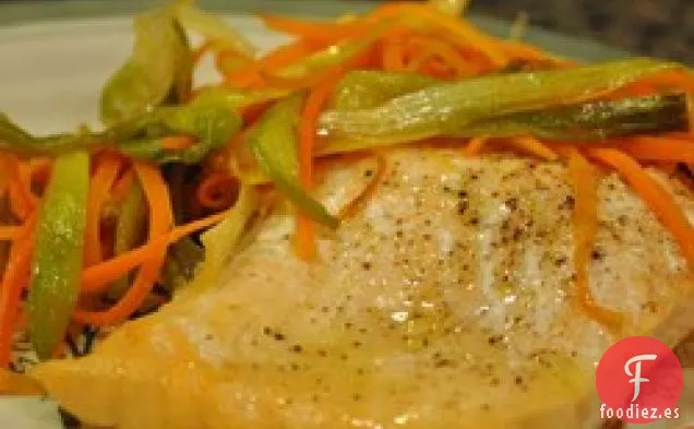 Salmón con Puerros Caramelizados