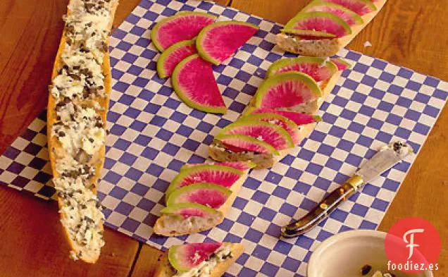 Crostini de Rábano y Mantequilla de Oliva con Hierbas