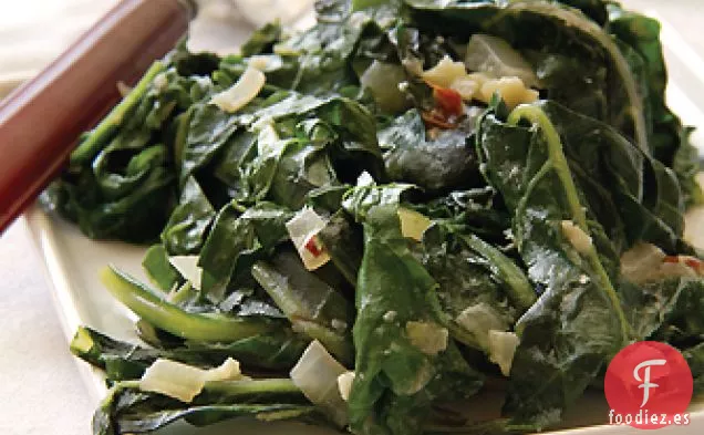 Acelgas suizas cremosas para mi práctica de Acción de Gracias