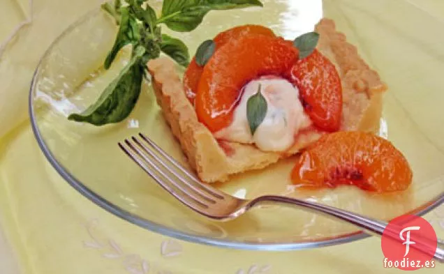 Tarta de Melocotón con Albahaca y Mascarpone