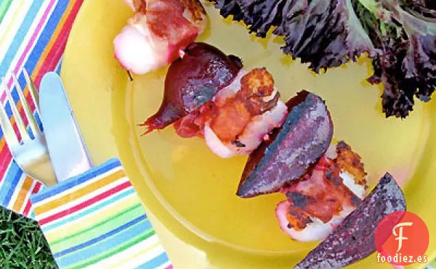 Brochetas de Vieira con Remolacha y Jamón