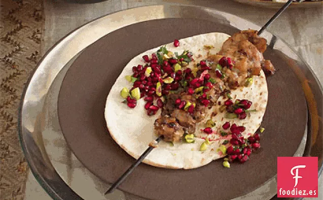 Kebabs de Pollo con especias Turcas con Salsa de Granada y Yogur Tahini