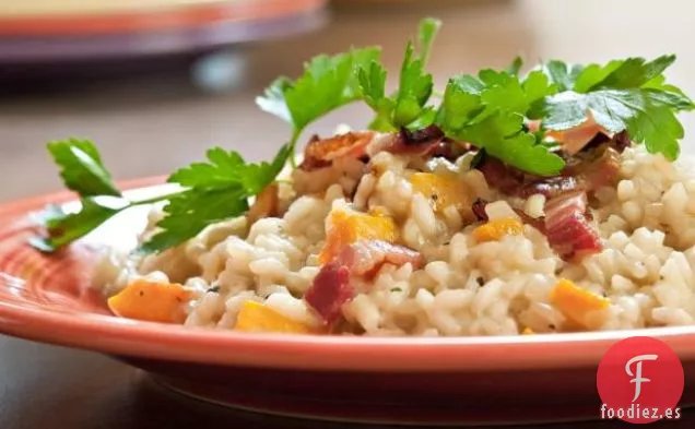 Receta de Risotto de Calabaza con Mantequilla de Tocino
