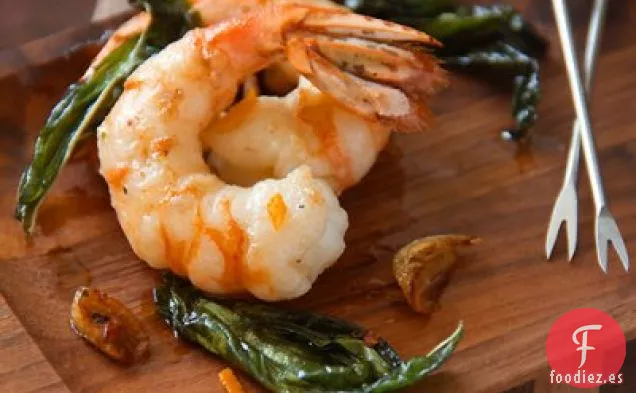 Gambas Picantes de Alaska con Albahaca Frita