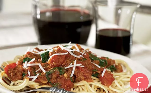Espaguetis sin Carne con Espinacas Frescas