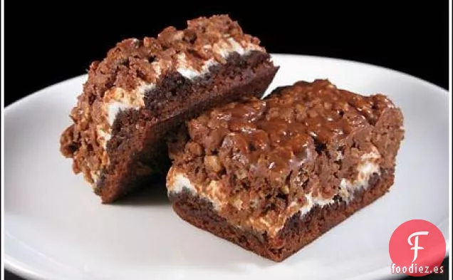 Brownies con Tapa de Krispie de Malvavisco de Mantequilla de Maní Fácil