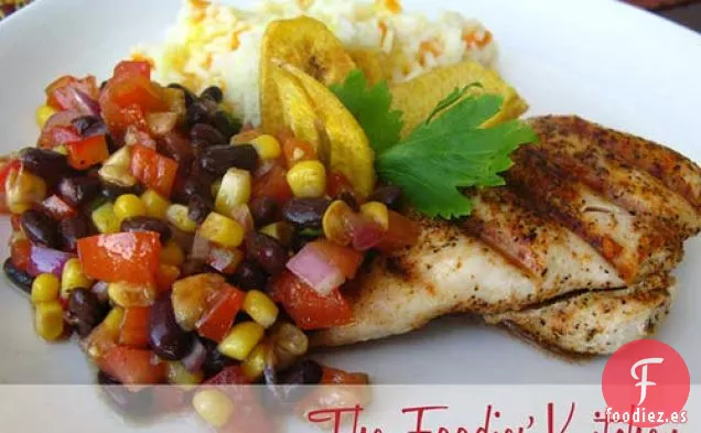 Pollo A la Parrilla Picante Con Ensalada de Frijoles (y Vinagreta de Comino)