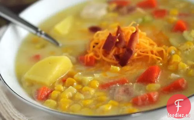 Sopa De Maíz Y Verduras Con Pollo (adaptada E Inspirada De