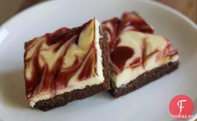 Brownies de Tarta de Queso con Frambuesa y Chocolate Blanco