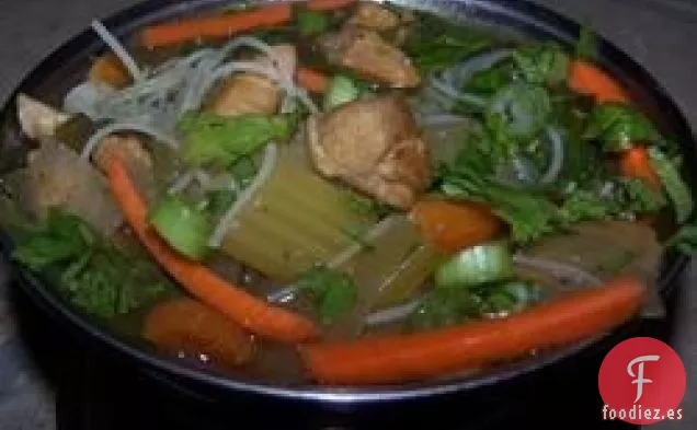 Sopa de Fideos Tailandeses de Pollo Picante