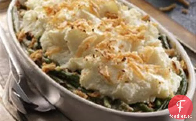 Cazuela de Frijoles Verdes Con Cubierta de Puré de Patata
