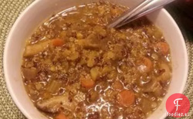 Sopa de Quinua de Lentejas Vegana Picante