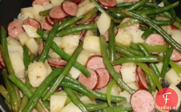 Plato de Salchichas y Judías verdes de Amy Po' Man