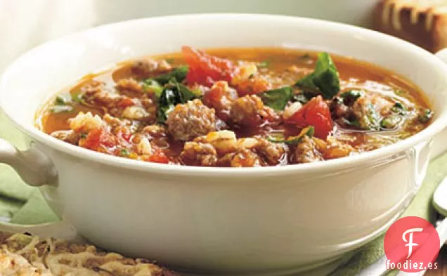 Sopa de Salchichas y Cebada