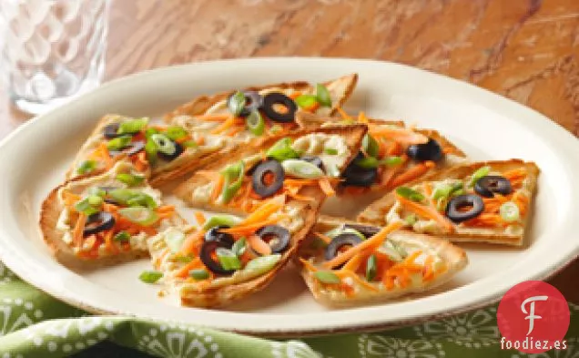 Tostadas de Pita de Verduras y Hummus