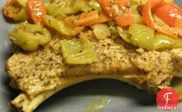 Chuletas de Cerdo Picantes con Verduras