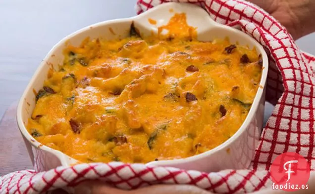 Macarrones con Espinacas y Tocino y queso
