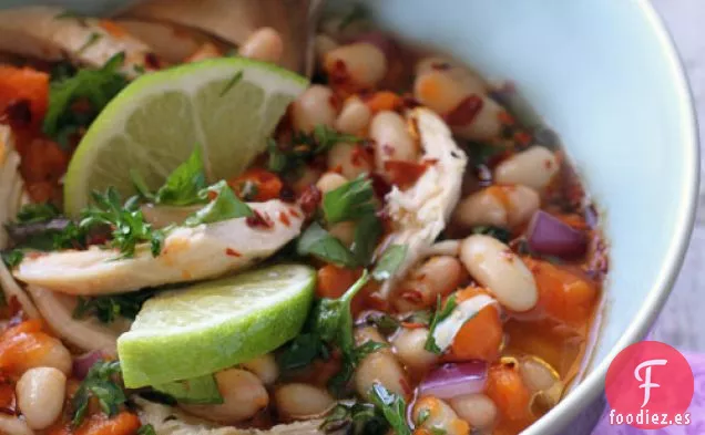 Receta de Chile De Pollo sin gluten Con Frijoles Blancos, Batata