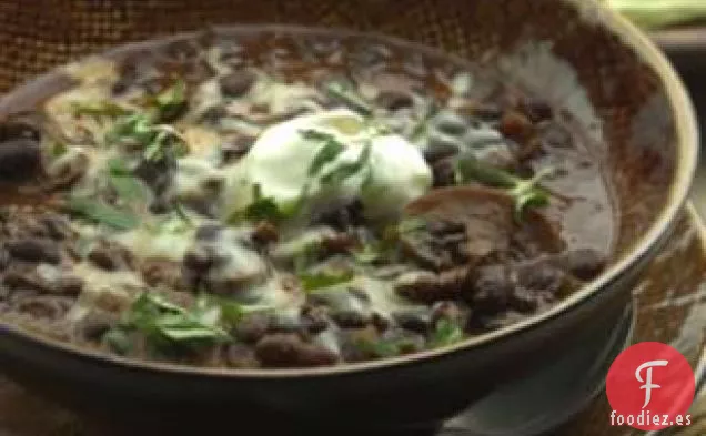 Chile de champiñones y Frijoles negros de cocción lenta
