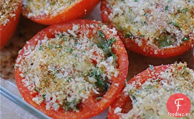 Tomates Al Horno Con Parmesano Y Hierbas