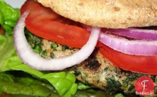 Hamburguesas de Pavo con Espinacas y Queso Feta