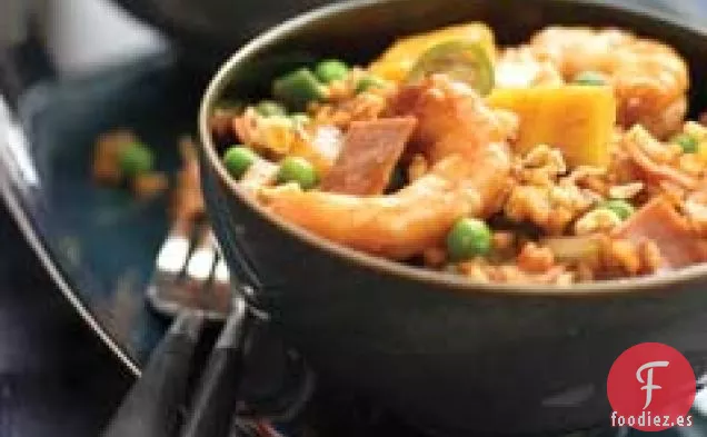 Arroz Frito con Piña, Camarones y Jamón