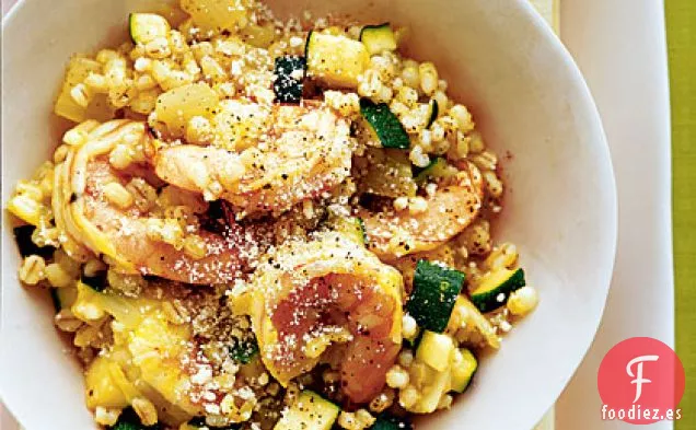 Risotto de Cebada con Camarones y Calabacín