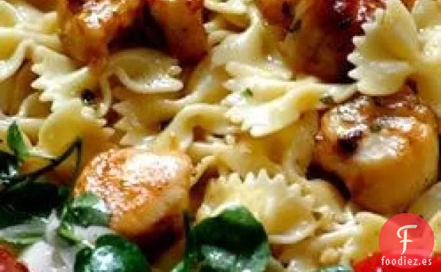 Vieiras de Albahaca sobre Pasta