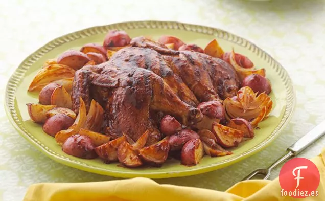 Pollo a la Barbacoa Chipotle con Papas y Cebollas