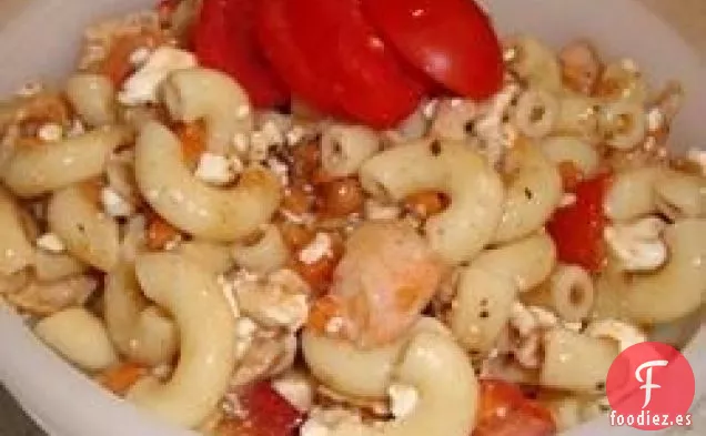 Ensalada de Pasta de Verano con Queso Feta y Camarones