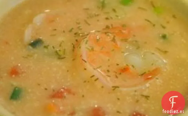 Sopa Picante de Camarones y Frijoles Rojos