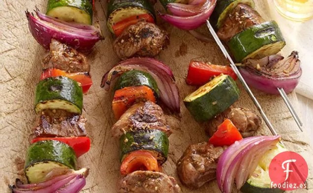 Brochetas de Verduras y Cordero