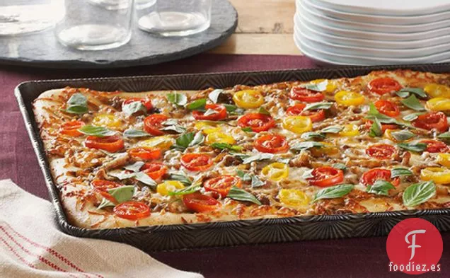 Pizza de Cebolla y Tomate Caramelizada