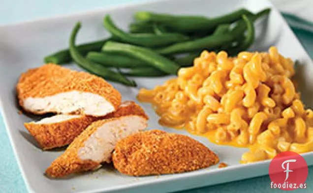 Pollo Crujiente con Macarrones y Queso