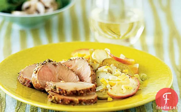 Solomillo de Cerdo A Base de Hierbas Con Manzanas y Salsa de Sidra