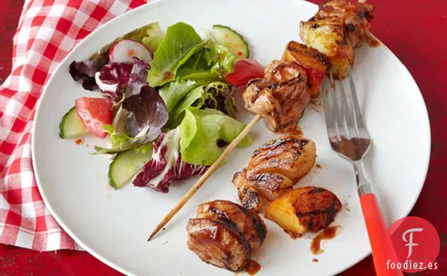 Brochetas de Cerdo y Melocotón