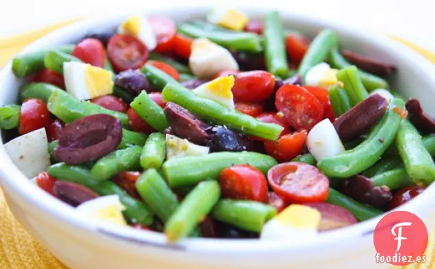 Judías Verdes Con Tomates, Aceitunas Y Huevos