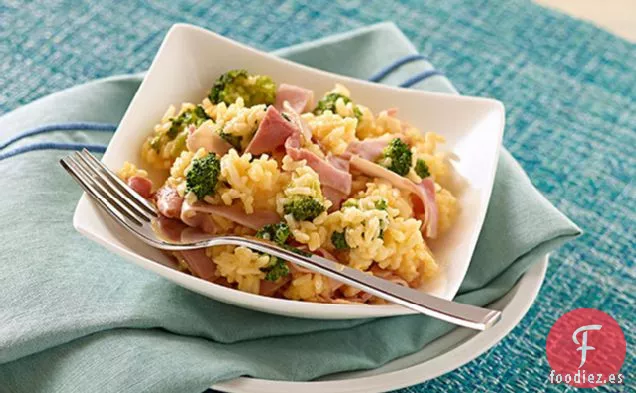 Arroz con Queso de 15 Minutos con Jamón y Brócoli