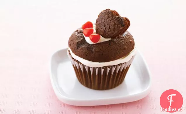 Cupcakes de Chocolate con Corazón de Corazón