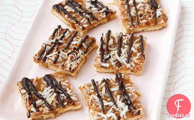 Barras de Galletas de Caramelo y Chocolate