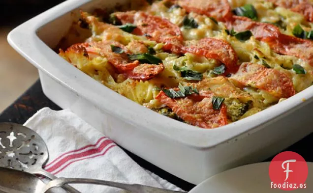 Cazuela de Pasta de Tomate, Brócoli y Mozzarella
