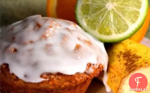 Muffins de Plátano y Mango con Glaseado de Lima